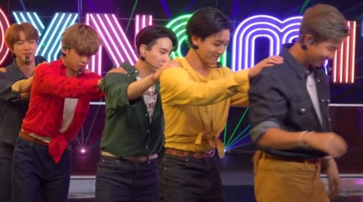 BTS Jungkook tries to help V skate, J-Hope cant stand and RM crawls. Watch hilarious video | Entertainment News,The Indian Express