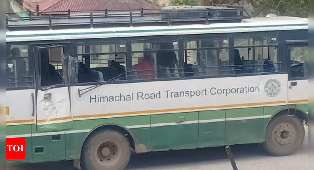 Himachal Pradesh: HRTC bus hit by shooting stones at Kinnaur landslide point | Shimla News - Times of India