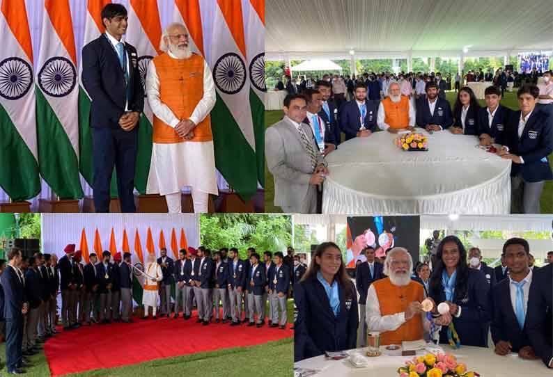 Prime Minister Narendra Modi meets Tokyo Olympics contingent in Delhi || டோக்கியோ ஒலிம்பிக் குழுவுடன் பிரதமர் மோடி சந்திப்பு